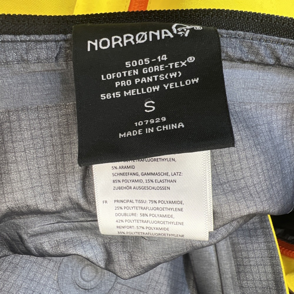 Norrona Lofoten Gore‑Tex Pro Ski Pants Women's Small Yellow Waterproof - Picture 4 of 12